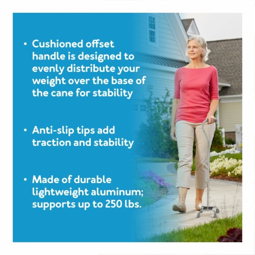Compass Health Brands Small Base Offset Quad Cane - Silver Perspective: top