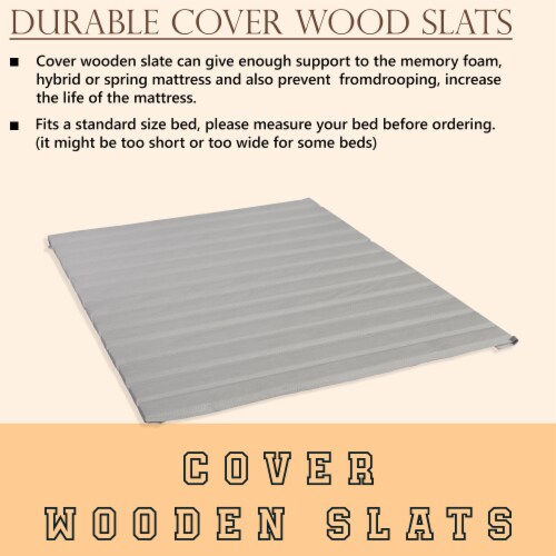 Twin XL Bunkie Board | 0.75" Solid Wood Bed Slats With Grey Fabric Cover - Box Spring Alternative