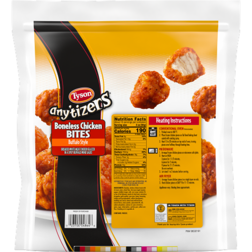 Tyson® Any'tizers® Frozen Buffalo Style Boneless Chicken Bites Family Pack Perspective: top