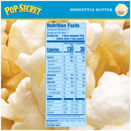 Pop Secret Microwave Popcorn Homestyle Butter Flavor 3.2 Oz Sharing Bags Perspective: top