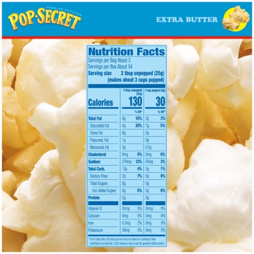 Pop Secret Microwave Popcorn Extra Butter Flavor 3 Oz Sharing Bags Perspective: top