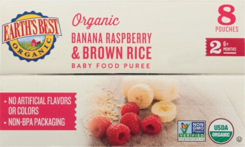 Earth's Best® Organic Fruit & Grain Banana Raspberry Brown Rice Stage 2 Baby Food Perspective: top