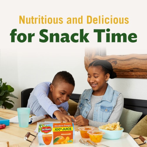 Del Monte Mandarin Orange Fruit Cup Snacks in 100% Juice Perspective: top