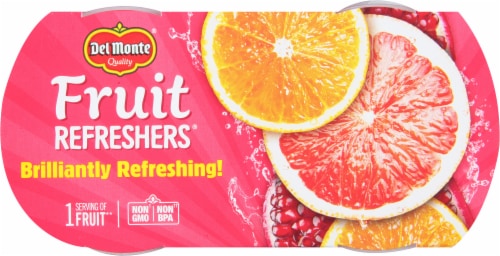 Del Monte® Fruit Refreshers® Grapefruit and Oranges Fruit Cup Snacks in Sweetened Water Perspective: top