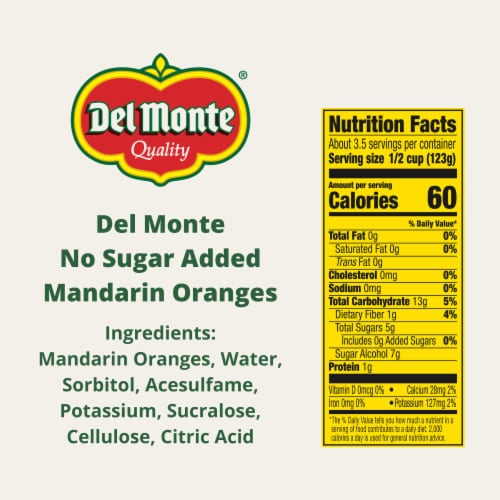 Del Monte No Sugar Added Mandarin Oranges Perspective: top