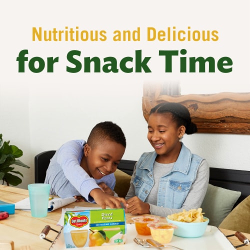 Del Monte No Sugar Added Diced Pears Fruit Cup Snacks Perspective: top