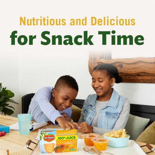 Del Monte Diced Peaches in 100% Juice Fruit Cup Snacks Perspective: top