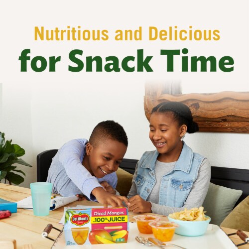 DEL MONTE Diced Mango FRUIT CUP Snacks in 100% Fruit Juice 4 Pack Perspective: top