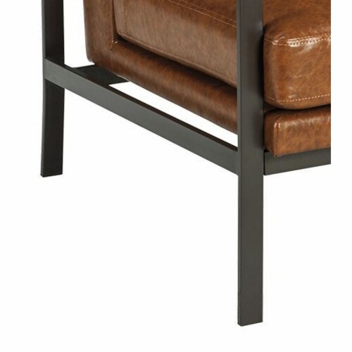 Ashley Peacemaker Faux Leather Accent Chair in Brown Perspective: top