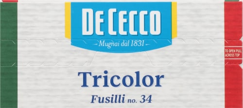 DE CECCO FUSILLI (Tricolor Pasta) ENRICHED MACARONI Perspective: top