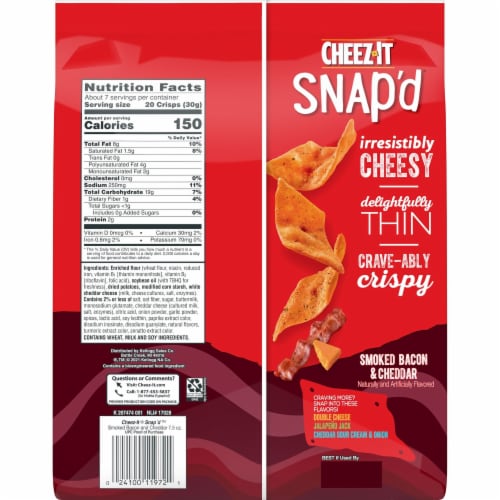 Cheez-It® Snap'd Smoked Bacon and Cheddar Cheesy Baked Snacks Perspective: top