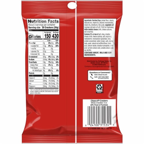 Cheez-It® White Cheddar Baked Snack Cheese Snack Crackers Perspective: top
