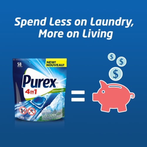 Purex® 4-in-1 Mountain Breeze Laundry Detergent Pacs Perspective: top