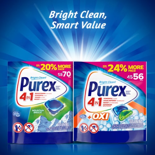 Purex® Mountain Breeze® 4-In-1 Concentrated Laundry Detergent Pacs Perspective: top