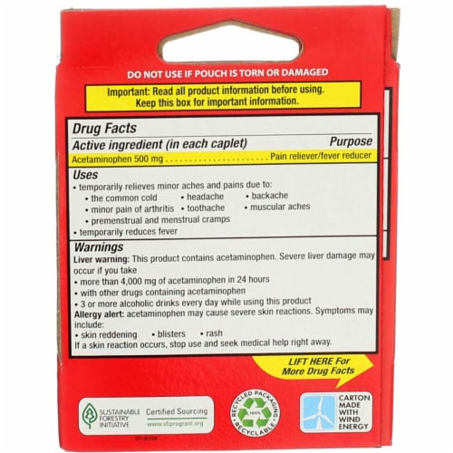 Tylenol Extra Strength Acetaminophen Caplets, 500 mg, 2 Ct Perspective: top