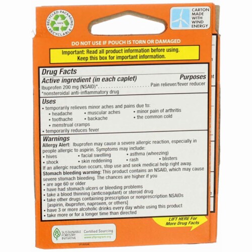 Motrin® IB Ibuprofen Coated Caplets 200mg Perspective: top