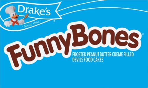 Drake's® Funny Bones® Frosted Peanut Butter Creme Filled Devils Food Cakes Perspective: top