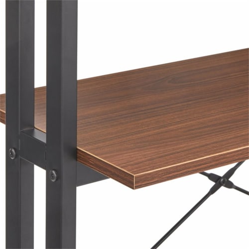 TMS Connection 4-Tier Contemporary Metal Bookshelf in Walnut/Black Perspective: top