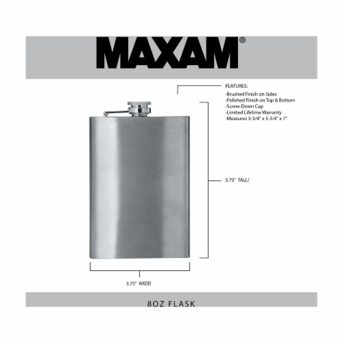 Maxam 8 Ounce Stainless Steel Flask Lightweight Drinking Flask with a Screw-On Leak Proof Lid Perspective: top