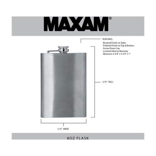 Maxam 8 Ounce Stainless Steel Flask Lightweight Drinking Flask with a Screw-On Leak Proof Lid Perspective: top