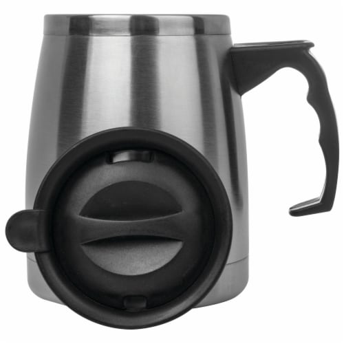 Maxam Double Wall Stainless Steel Boat Mug 16 Ounce Wide Non-Slip Base Perspective: top