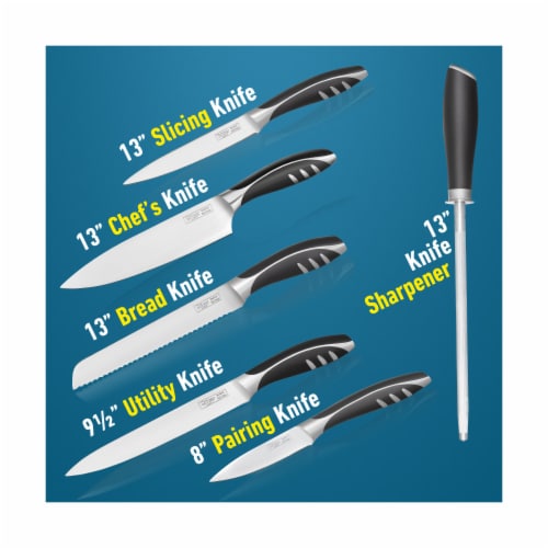 Slitzer Germany 7-Piece Chef's Cutlery Set Ergonomically Designed Professional Grade Knives Perspective: top