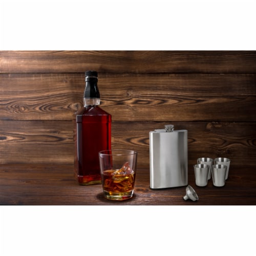 Maxam 6-piece Stainless Steel Flask Set Low-Cost High-Quality Addition to any Home Bar Perspective: top