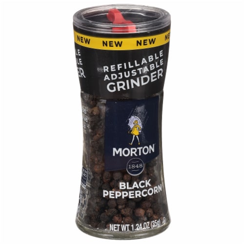 Morton® Black Peppercorn Refillable Grinder Perspective: top