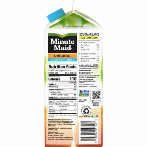 Minute Maid Orange Juice With Calcium Fruit Juice Drink Perspective: top