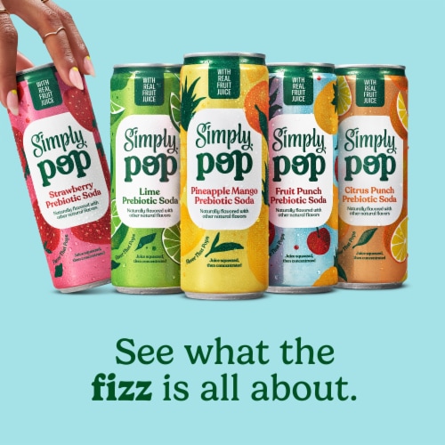Simply POP Strawberry Prebiotic Soda Can Perspective: top