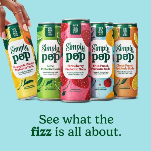 Simply POP Pineapple Mango Prebiotic Soda Can Perspective: top