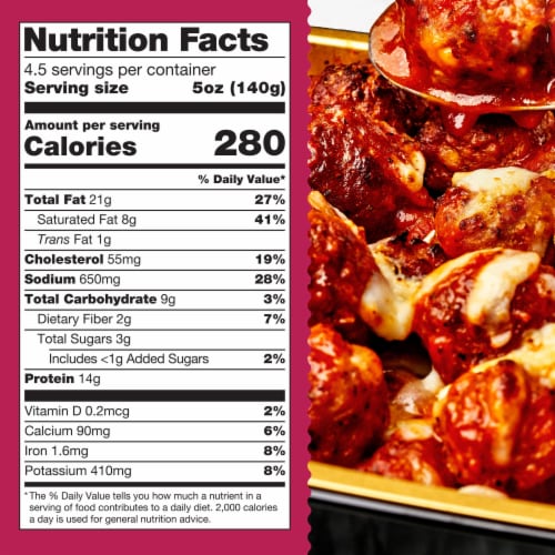 HomeBake 425°/:30 Italian Style Meatballs in Marinara Sauce Frozen Family Meal Main Dish Perspective: top