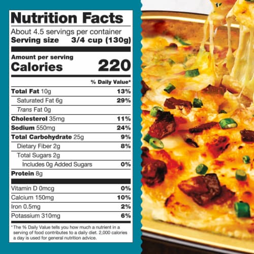 Home Bake 425°/:30 Loaded Scalloped Potatoes Frozen Meals Side Dish Perspective: top