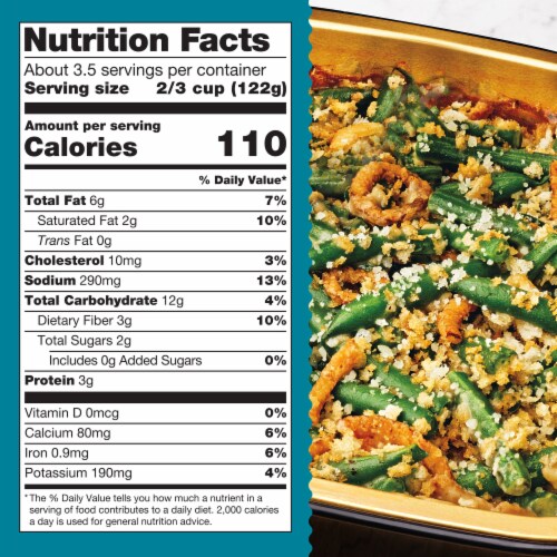 Home Bake 425°/:30 Green Bean Casserole Frozen Family Meal Veggie Dish Perspective: top