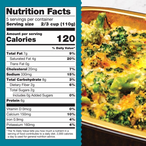 Home Bake 425°/:30 Cheesy Broccoli Frozen Family Meal Veggie Dish Perspective: top