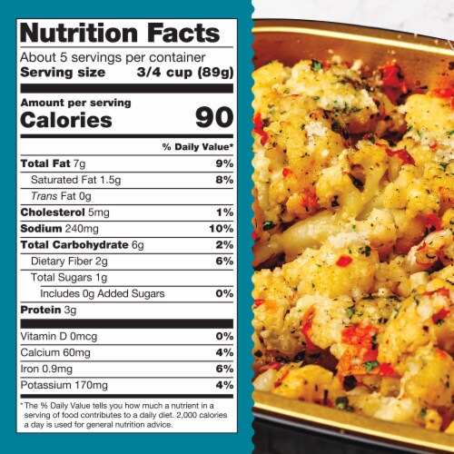 Home Bake 425°/:30 Italian Style Cauliflower Frozen Family Meal Veggie Dish Perspective: top