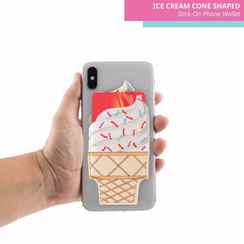 Ice Cream Cone Shaped Stick-On Phone Wallet Perspective: top