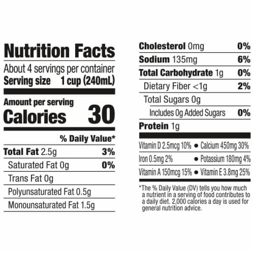 Silk Dairy Free Shelf Stable Unsweeted Original Almond Milk Quart Perspective: top