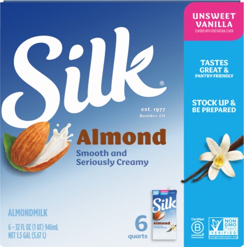 Silk® Pure Unsweetened Vanilla Almondmilk Cartons Perspective: top