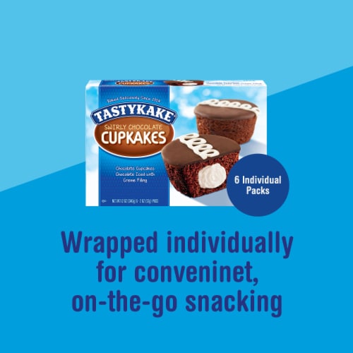 Tastykake Swirly Chocolate Cupkakes Individually Wrapped Creme Filled Chocolate Cupcakes Perspective: top