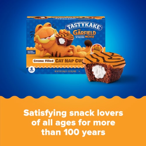 Tastykake Crème Filled Cat Nap Chocolate Cupkakes, Individually Wrapped Chocolate Cupcakes , 6 Count Perspective: top