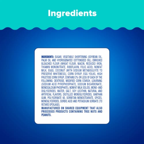 Tastykake Coconut Juniors, 4 Count, 4 Individually Wrapped Coconut Topped Snack Cakes Perspective: top