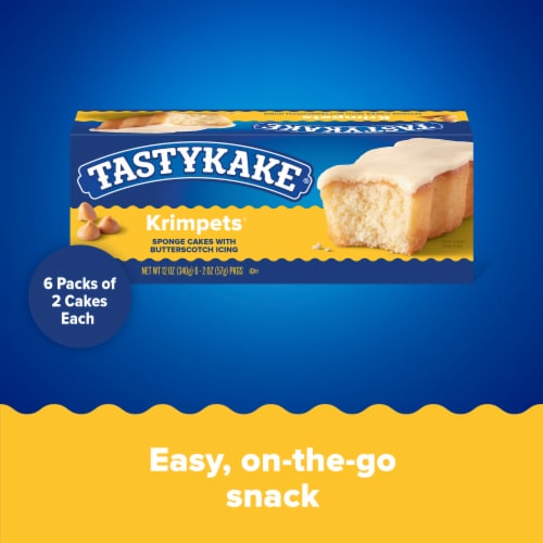 Tastykake Butterscotch Krimpets 6 Packs of 2 Sponge Cakes with Butterscotch Icing Perspective: top