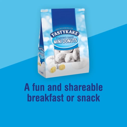 Tastykake Powdered Sugar Mini Donuts Portable Powdered Donuts Perspective: top