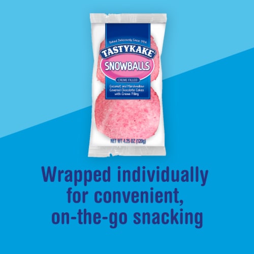 Tastykake Creme Filled Snowballs Coconut & Marshmallow Covered Chocolate Snack Cakes Perspective: top