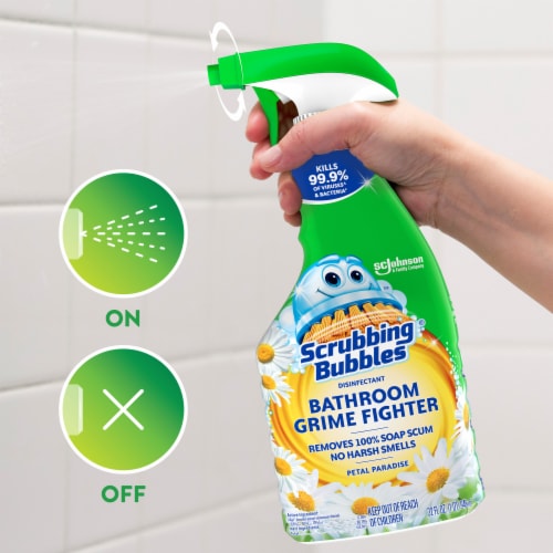 Scrubbing Bubbles Disinfectant Bathroom Grime Fighter Spray Petal Paradise Perspective: top