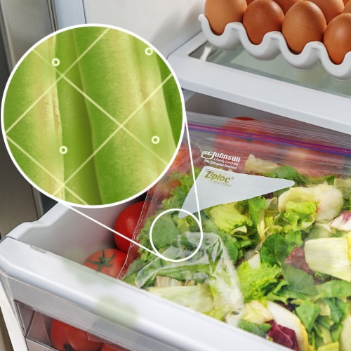 Ziploc® Brand Gallon Produce Storage Bags, Breathable Bag, Moisture Control, 15 count Perspective: top