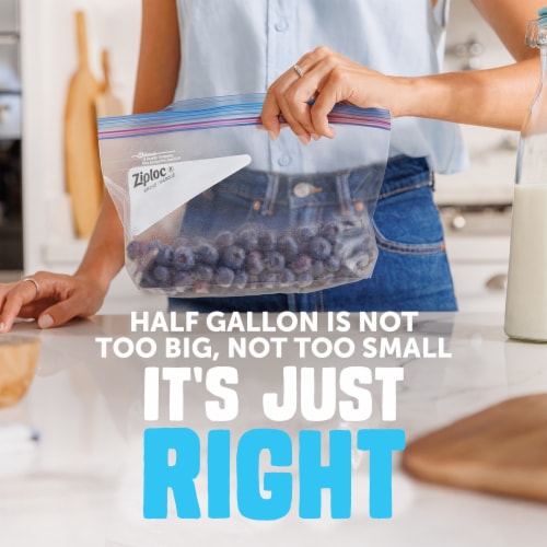 Ziploc® Brand Freezer Bags with Stay Open Design, Half Gallon, 30, Patented Stand-up Bottom Perspective: top