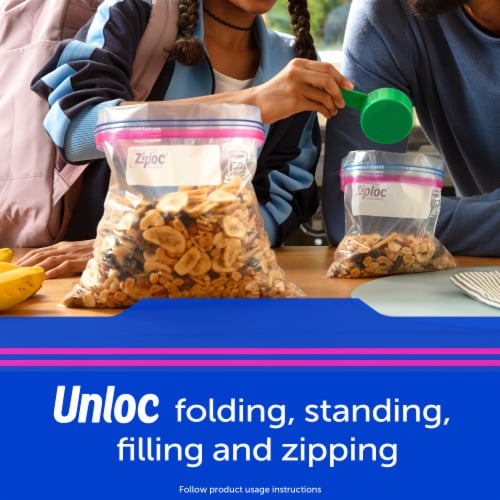 Ziploc® Brand Storage Bags with Stay Open Design for Easy Filling, 1 gal, 80 ct Perspective: top