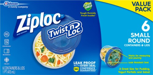 Ziploc Twist 'n Loc Round Storage Pint Containers & Lids - Clear